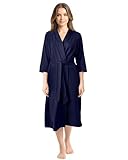 NY Threads Luxuriöser, leichter Damen-Bademantel/Frauen Morgenmantel aus weichem Poly-Baumwollstrick, Groß, Marineblau