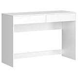 Bellamio Toce Schreibtisch mit 2 Schubladen – Computertisch weiß – Jugendschreibtisch 75x40x110 cm (HxTxB) – moderner Bürotisch mit Stauraum – Schminktisch & Schreibtisch Kombi – Schülerschreibtisch
