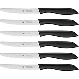 WMF Classic Line Frühstücksmesser Set 6-teilig, 23 cm, Brötchenmesser Wellenschliff, Brotzeitmesser, Spezialklingenstahl, Kunststoffgriff, schwarz