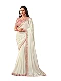Stilvolle und neueste trendige Damen-Bluse aus Seide mit Saree-Motiv, für die Arbeit, Hochzeitszeremonie, indisches Sari 2788, gebrochenes weiß, Standard