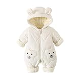 JiAmy Baby Schneeanzug, Baby Jungen Mädchen Winter Overall Strampler Neugeborenes Schneeoverall Weiß 0-3 Monate