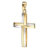 Gold-Kreuz Kreuz-Anhänger für Damen, Herren und Kinder als Ketten-Anhänger 750 Gold 18 Karat bicolor mit Schmuck-Etui