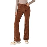 Nina Carter J221 Damen Hochtaillierte Bootcut Stretch-Cordhose aus Samtigem Kordel Vintage Schlaghose Cordjeans (Schokoladenbraun (J221-26), M)