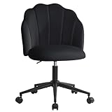 Eufurnibi Stuhl für Schminktisch, Drehstuhl mit Rollen aus Samt, Schlafzimmer Stuhl, Schminktisch Sessel Drehbar, Einfacher Aufbau und Höhenverstellbar, Schwarz‌