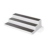 Copco 3-stöckiges rutschfestes Gewürzregal für Küchenschrank oder Speisekammer, 38,1 cm abgestuftes Regal, weiß/grau, rutschfestes Design für Gläser und Flaschen