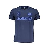 La Martina Elegantes blaues Baumwoll-T-Shirt mit charakteristischem Herrenaufdruck, Größe XL, Blau, XL