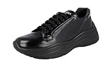 Prada Herren Schwarz gebürstetes Spazzolato Leder Sneaker 4E3457 42.5 EU/UK 8.5