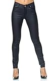 Elara Damen Hose Kunstleder Push Up Effekt Chunkyrayan E621-1 Navy-44 (2XL)