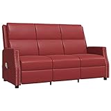 vidaXL Massagesofa 3-Sitzer Heizung Fernsehsessel Kinosessel Sofa Couch Ruhesessel Fernsehsofa Relaxsofa Liegesessel Relaxsessel Heimkino Weinrot Kunstleder