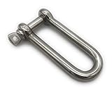 Edelstahl Schäkel lange Form ø 12 mm, V4A A4 AISI 316 Niro Rostfrei Rundschäkel Drehschäkel D-Schäkel Drahtseil Verbinder mit Augenbolzen INOX Stainless Steel [Größe Wählbar 4 5 6 8 10 12 mm]