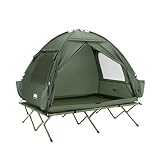SoBuy Feldbett mit Zelt 2 Personen 4in1 Zelt auf Stelzen mit Rolltasche Wasserdichtes Campingbett Outdoor Campingliege Familienzelt ohne Matratze Angelzelt Grün 193x188x145cm bis 180 kg OGS32-II-L-GR