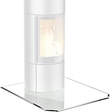 BIJON Glasplatte Sechseck für Kaminofen mit Dichtlippe, Glasbodenplatte - Funkenschutzplatte Glas mit Facettenschliff, Kamin Hitzeschutz, ESG Sicherheitsglas 120 x 100 cm x 6mm