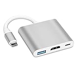 COVVY USB-C auf HDMI Adapter USB C Ladeanschluss Konverter Adapter USB C Hub kompatibel mit Chromebook/Samsung Galaxy S8/S9, MacBook Air, iPad Pro 2020, Dell XPS 13/15 und mehr (Silber)