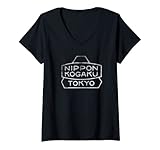 Damen Vintage Nippon Kogaku Kamera Shirt T-Shirt mit V-Ausschnitt