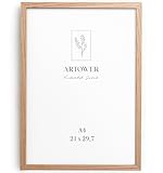 Artower® Bilderrahmen für DIN A4 21 x 30 cm Natur Holz Eiche Dünner Rahmen | Posterrahmen Groß Collage | Picture Frame 21 x 29,7cm | Holzrahmen| Holzbilderrahmen Poster Echtholz