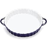 IIRC Tarteform Keramik mit Griffen, 26 x 21 x 5 cm Auflaufform Rund, Backform Keramik für Quiche, Tartes