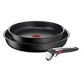 Tefal Ingenio Unlimited On 3-teiliges Pfannenset abnehmbarer Griff, 22/26 cm, platzsparend, stapelbar, Pfannenset Induktion mit Antihaftversiegelung, einfache Handhabung und Reinigung, L39598