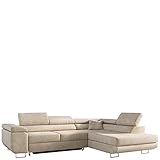MKS MEBLE Ecksofa Wohnzimmer - Wohnlandschaft - L-Form Couch mit Schlaffunktion - Bettsofa - Wohnzimmer L Couch - Polstersofa mit Bettkasten - Gustaw Beige
