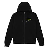 Borussia Dortmund Herren BVB Sweatjacke Black & Neon, 100% Baumwolle, Nachhaltig Strickjacke, Schwarz, Large