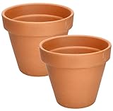KOTARBAU® 2er Set Blumentopf aus Terrakotta ⌀ 17 cm Übertopf mit Rand für Innenräume und Gärten