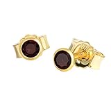 NKlaus Paar Ohrstecker echt Granat 333 Gelbgold 8 Karat Gold 3mm kleine Ohrringe hell 7991