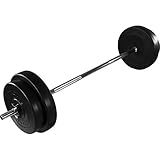 Movit Langhantel Set 30 kg, Stange verchromt und gerändelt mit Sternverschlüssen