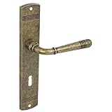domino Türgriff 72 Drückergarnitur BB-Buntbart Set Langschildgarnitur Türklinke für Zimmertür, Bürotür, Kellertür & Innentür L-Form Türdrücker-Set aus Znal Bronze Antik LOFT M75