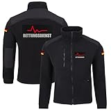 RPLUS Rettungsdienst Herren Fleecejacke – warme Einsatzjacke aus Fleece mit reflektierendem Aufdruck vorne und hinten – Arbeitsjacke Pullover für Rettungsdienst