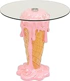 Kare Design Beistelltisch Ice Cream, Rosa/Braun, 48cm Durchmesser, Couchtisch, Ablage, Wohnzimmertisch, EIS-Motiv, Glas Tischplatte, Rund