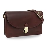 Gusti Leder Umhängetasche – Zoey Damen Handtasche aus Rindsleder in Rot, Vintage Look mit Schnappverschluss, kleine Ledertasche für Alltag & Abend