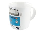 BRISA VW Collection - Volkswagen Große Keramik Kaffee-Tee-Cappuccino-Tasse-Becher-Haferl im T2 Bulli Bus Design (Bus Front/Blau)