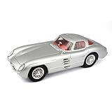 Maisto Mercedes 300SLR Coupé Uhlenhaut, Modellauto mit Federung, Maßstab 1:18, Türen und Motorhaube beweglich, Fertigmodell, lenkbar, 24 cm, silber (536898)