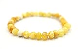 amber-us Baltisches Bernsteinarmband auf Elastischem Band | Mehrfachlänge | Mehrere Farben | Hergestellt aus natürlichen authentischen runden Bernsteinperlen | Bernstein Armband (Yellow, 18.00)