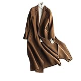 Damen Wolle Langarm Herbst und Winter Damen Wollmantel Lange Mantel Dicke und Warm Wollmischung Lange Mantel, Dunkles Camel, X-Large