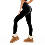 SINOPHANT Thermo Leggings Damen Winter, Fleece Thermoleggins Gefütterte Warm Teddy High Waist Gefütterte Strumpfhose Für Sport 1 Schwarz,L-XL