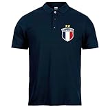 lepni.me Frankreich-Fußball-Poloshirt für Herren mit Namen und Nummer | Französische Flagge Abzeichen Personalisiertes Trikot | Europameisterschaft 2024 (S Navi Blau Ohne Druck)