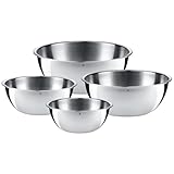 WMF Gourmet Schüsselset 4-teilig, Edelstahl Schüsseln für die Küche 0,75l - 2,75l, Rührschüssel Edelstahl, Salatschüssel, Servierschüssel, Cromargan, stapelbar