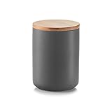 Zeller 19826 Vorratsdose, mit Bamboodeckel, 650 ml, Keramik, ca. 10 x 10 x 13,5 cm, anthrazit