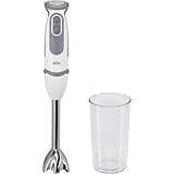 Braun Stabmixer MQ 5200WH - MultiQuick 5 Vario Pürierstab mit Edelstahl Mixfuß, 1000 Watt, inkl. 600 ml Mix- & Messbecher, weiß/grau