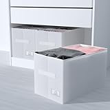 LAJIAKE 3er Set Aufbewahrungsbox Groß Kleiderschrank Organizer geeignet für PAX Kleiderschrank 100x58 cm– Faltbare Stoffboxen mit Sichtfenster, – Weiß – 55×31×33 cm