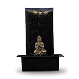 Zen Light Zen'Light Zenalität Wasserwand - Innenbrunnen mit gelbem LED -Spot - großer Tischbrunnen mit Abnehmbarer Buddha - Originalgeschenk - H: 40 cm, Schwarz