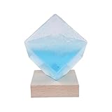 Ieron Wetterstation, Sturmglas, Wettervorhersager, kristallblauer Wasserwürfel-Sturm, Glas-Wettervorhersager mit Holzsockel, kreatives Desktop-Wettervorhersage-Sturmglas