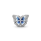 PANDORA Moments Funkelndes Blauer Schmetterling Charm aus Sterling-Silber mit Cubic Zirkonia - Kompatibel Moments Armbänder, 790761C01
