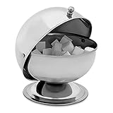 Relaxdays Zuckerdose SWEETY aus Edelstahl 14 x 13 x 13 cm HxBxT, Zuckerkugel mit Rolldeckel, runde Bonbon-Dose, silber