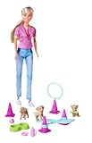 Simba Steffi Love Dog Trainer, Spielpuppe als Hundetrainerin mit einem Trainingsparcour, 3 Hunden und Zubehör, 29cm, ab 3 Jahren