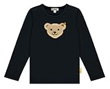 Steiff Jungen Langarmshirt Teddybär Applikation mit Quitsch-Bär, Marine Navy 3032, 92 (18-24M)