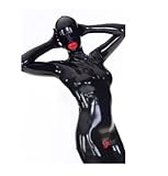 GAYLOP Latex Pants Latex-Catsuit mit Kapuze, Zentai-Bodysuit, Turnanzug mit Handschuhen und Socken, 3D-Cup, Schwarz, S