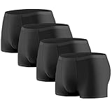 YUSHOW 4er Pack Boxershorts Herren Eisseide Unterwäsche Herren Weiche und Bequeme Unterhosen Männer Atmungsaktive Anti Chafing Nahtlos Cool Dry Unterhosen Schwarz…