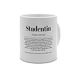 XXL Riesen-Tasse mit Definition Studentin - Tasse mit Spruch, Wörterbuchtasse, Geschenktasse, witzig, Kaffeebecher, Becher, Jumbo-Tasse, Riesen-Becher - Farbe Weiß
