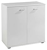 Home4You Kommode mit 2 Türen - Weiß matt - 71 cm breit - Sideboard Mehrzweckschrank